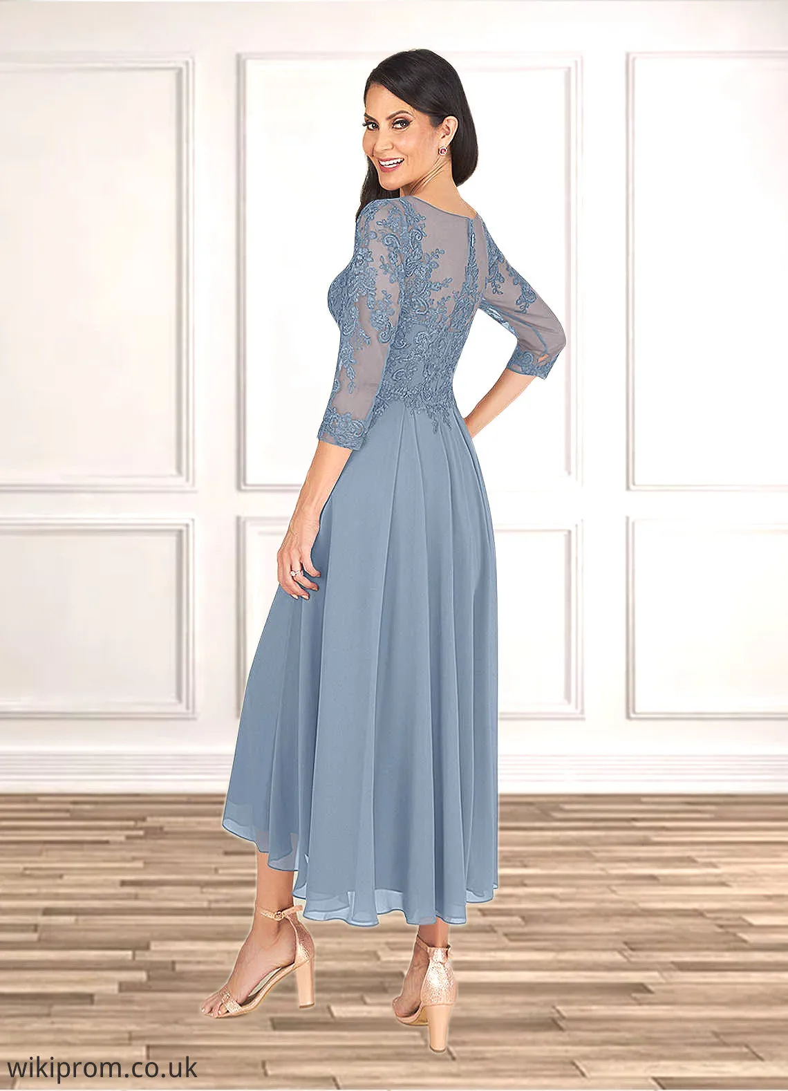 Patsy A-Line Lace Tea-Length Dress SWKP0019829