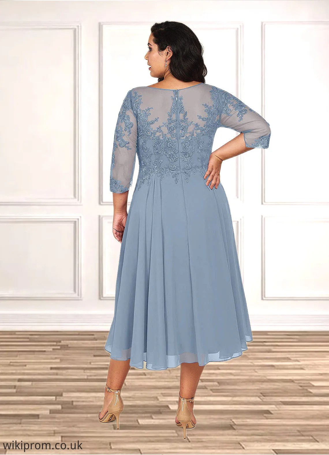 Patsy A-Line Lace Tea-Length Dress SWKP0019829