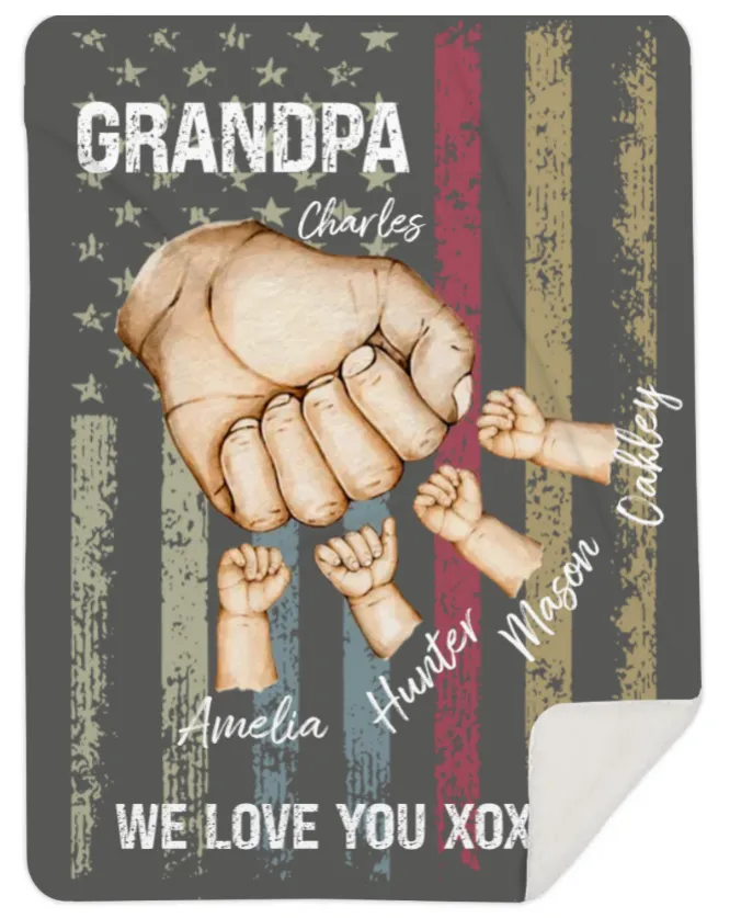 Personalised Fist Bump, Flag Fleece Blanket