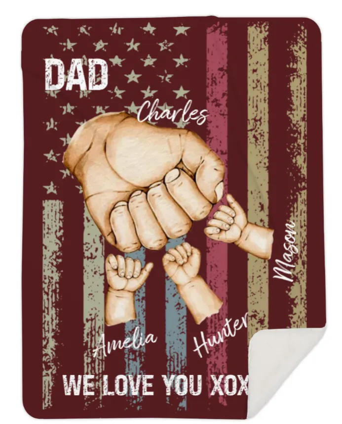 Personalised Fist Bump, Flag Fleece Blanket