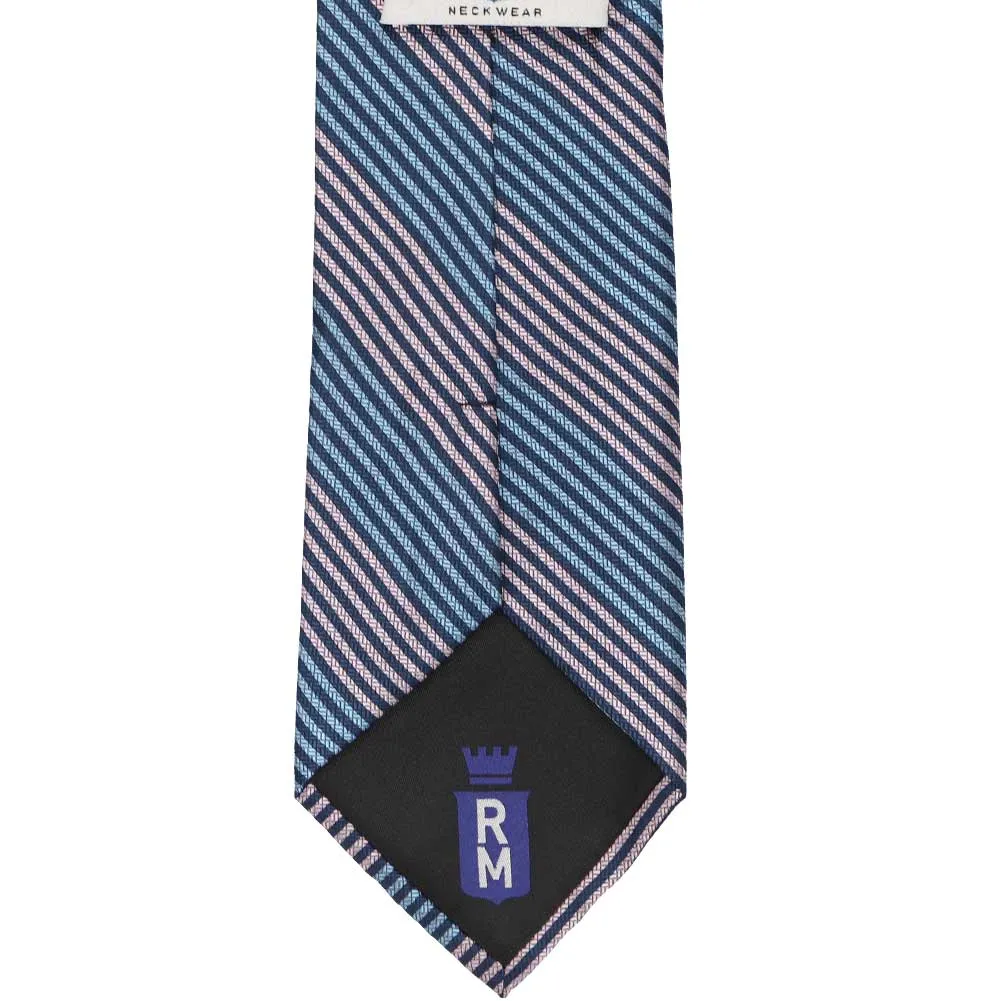 Pink and Blue Ancestor Striped Silk Necktie