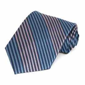 Pink and Blue Ancestor Striped Silk Necktie