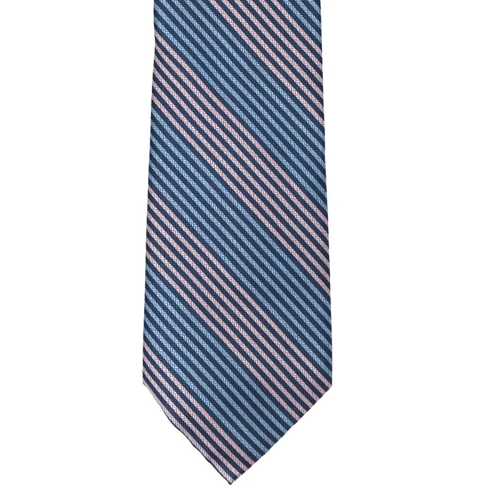 Pink and Blue Ancestor Striped Silk Necktie