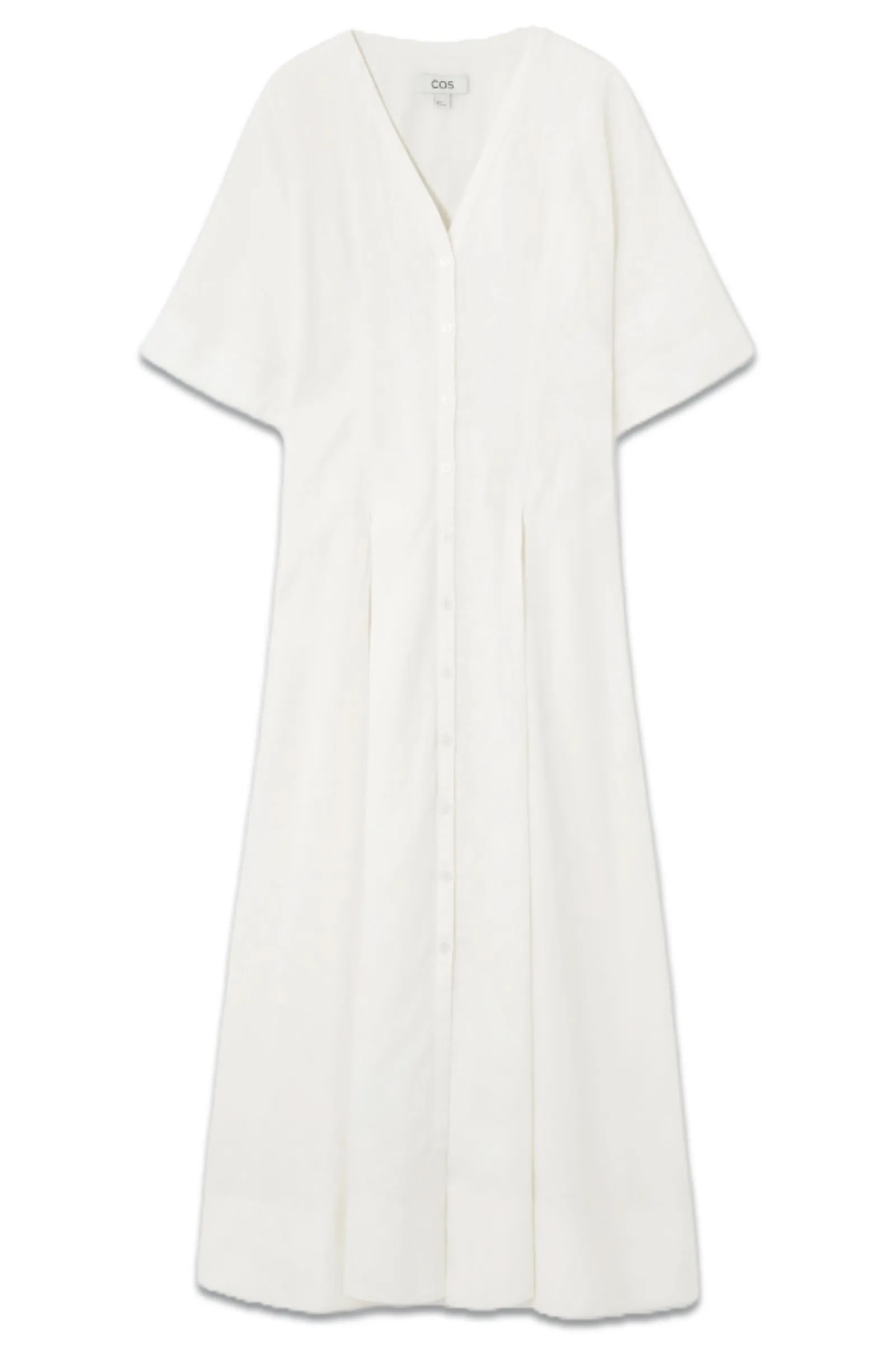 Pleated A-Line Midi Shirt Dress