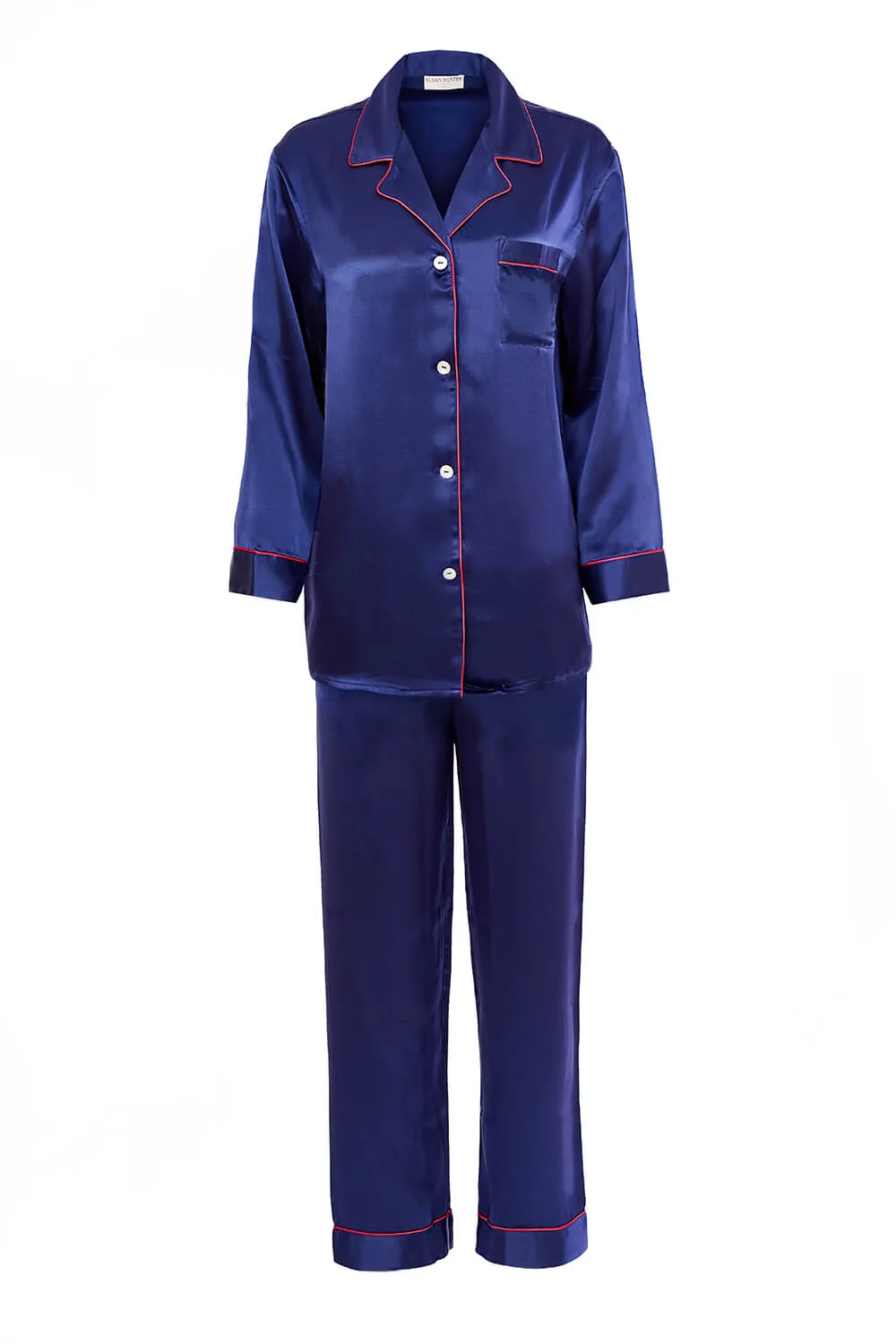 Pure Silk Piped Pyjamas (in stock, 3-day dispatch)