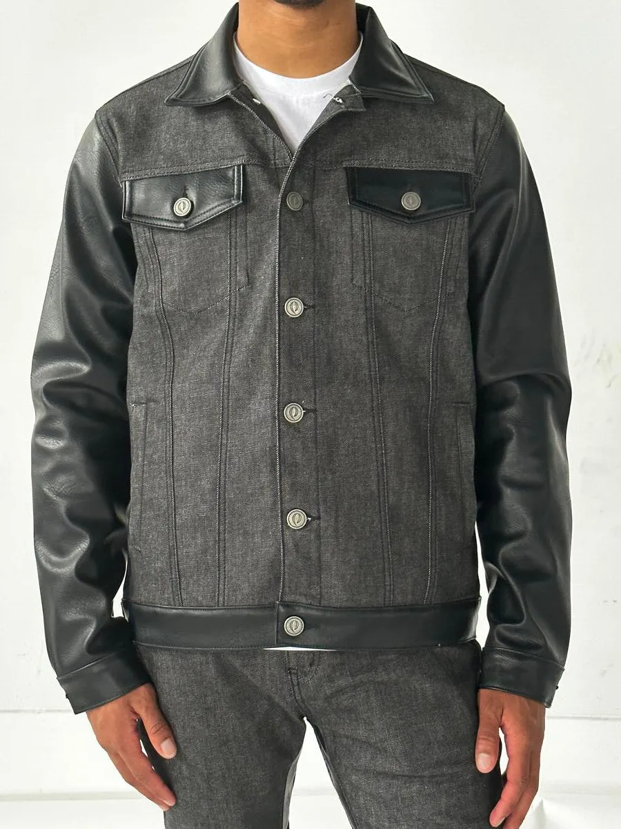 Qualified Denim RAW JACKET (BLK PU/BLK)