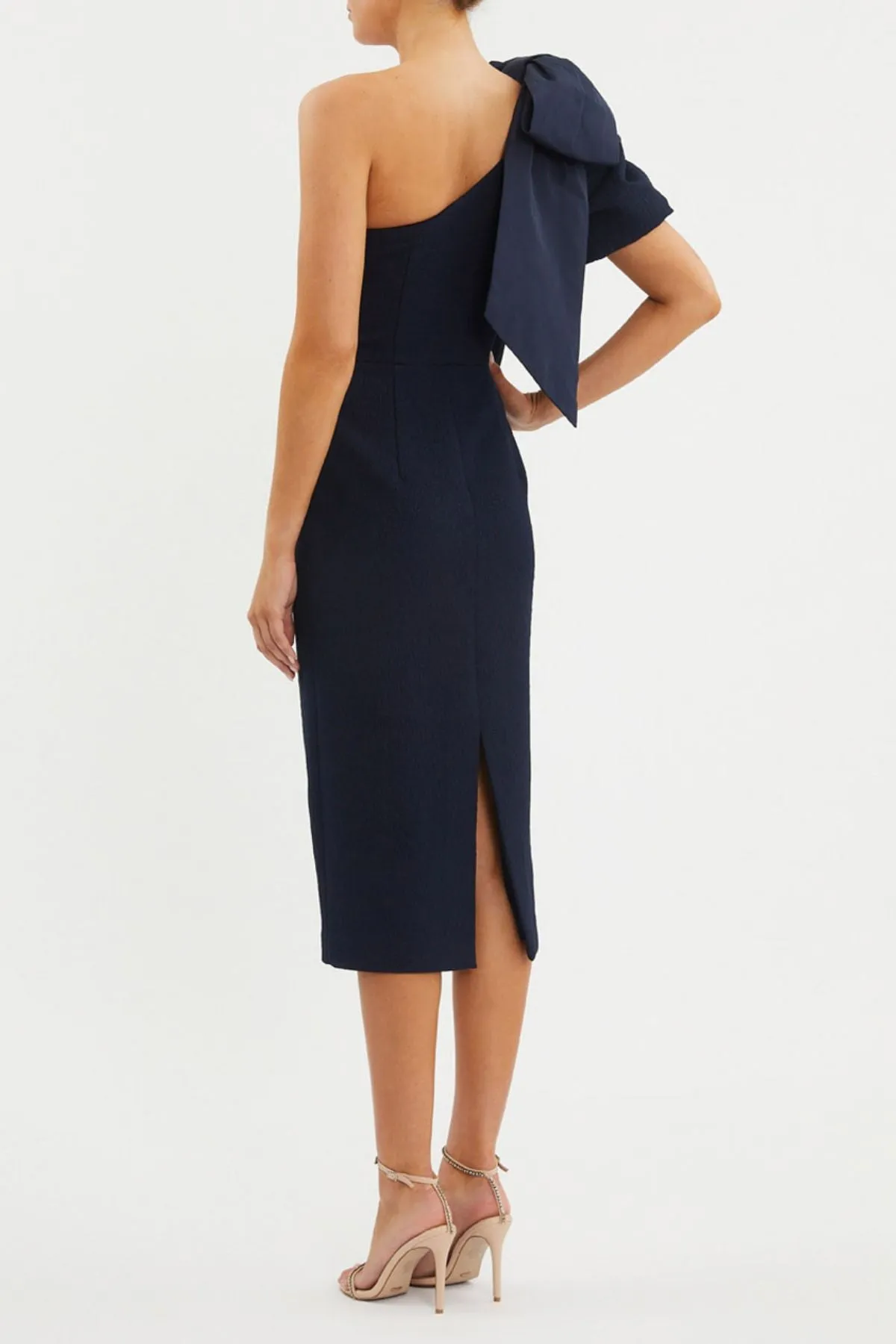 REBECCA VALLANCE Bon Ami Puff Sleeve Midi (Navy Blue) - RRP $699