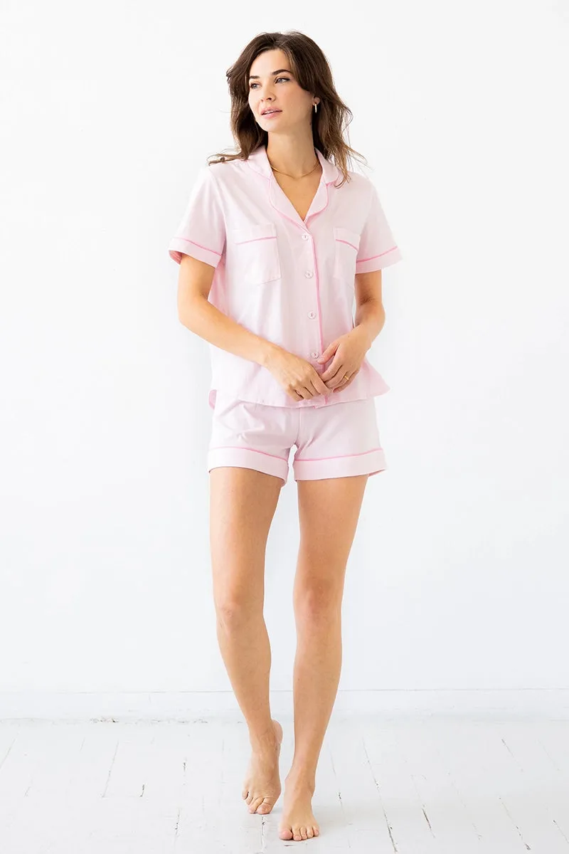 SALUA Classic Luxury Shorties Pajamas in Brushed Pima Cotton