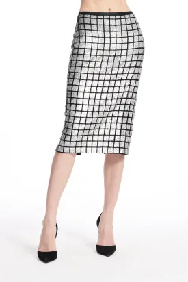 Sequin Windowpane Grid Midi Skirt