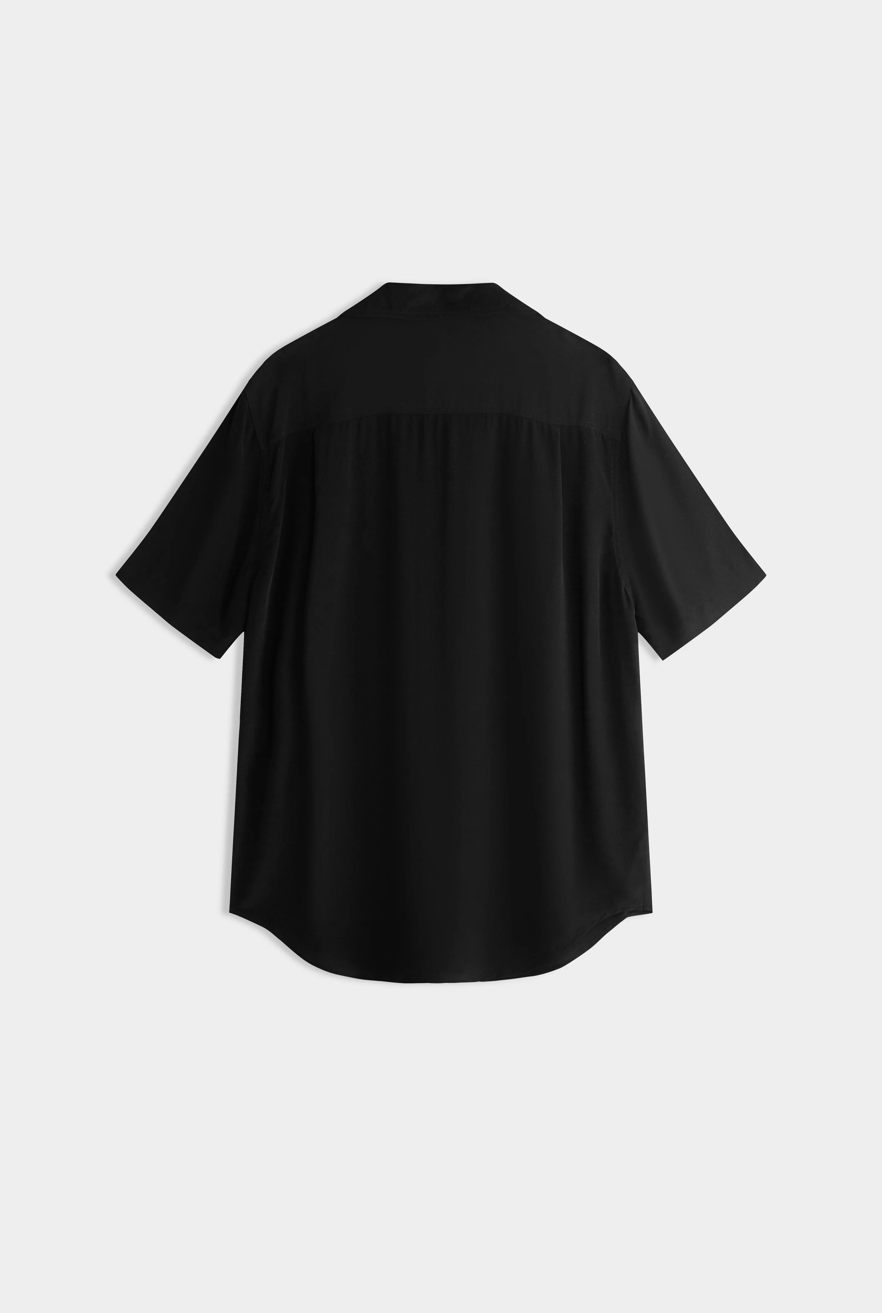 Short Sleeve Silk Camp Collar Shirt - Black