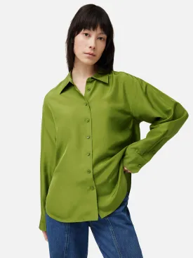 Silk Habotai Relaxed Shirt | Green