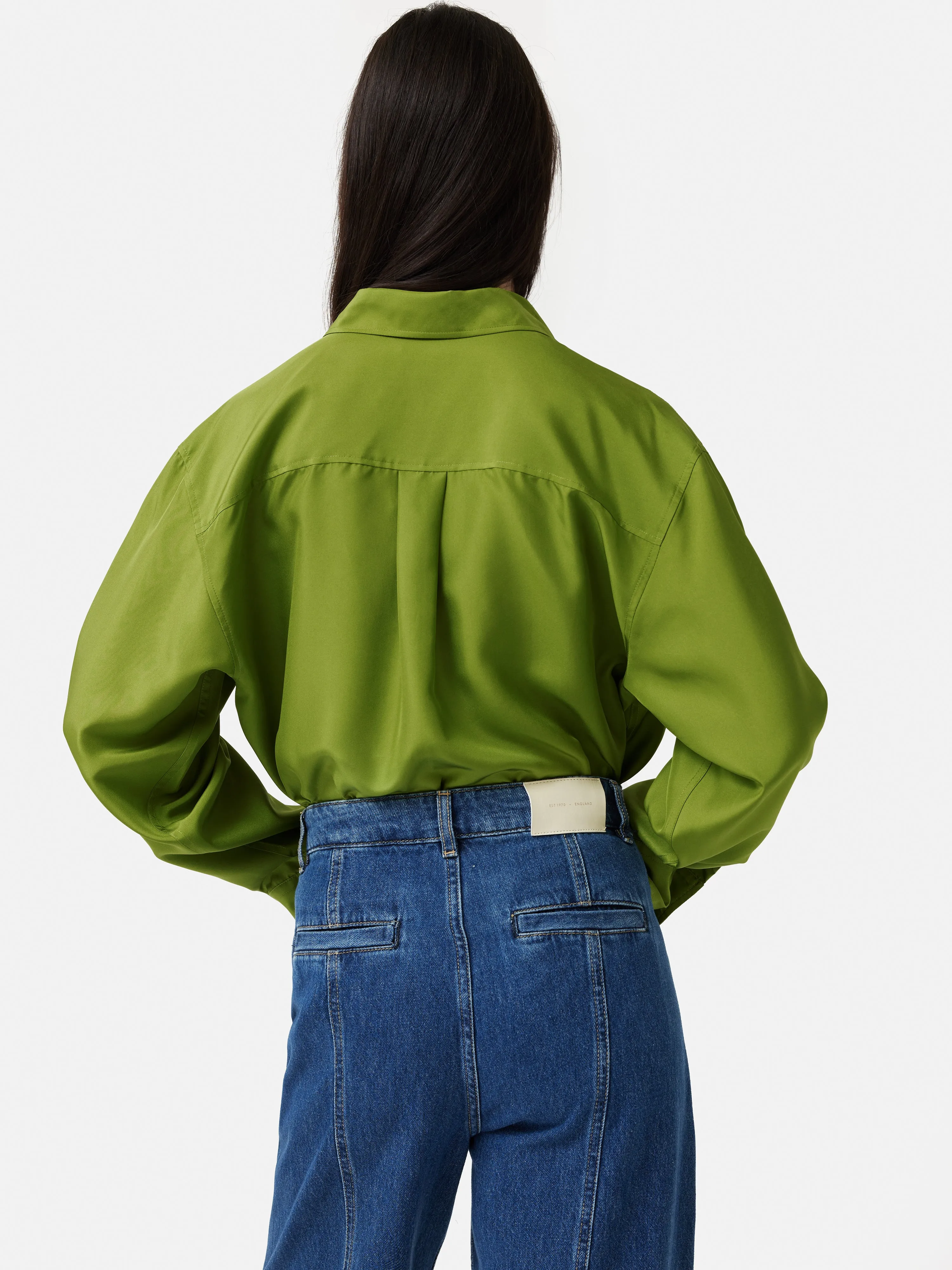 Silk Habotai Relaxed Shirt | Green