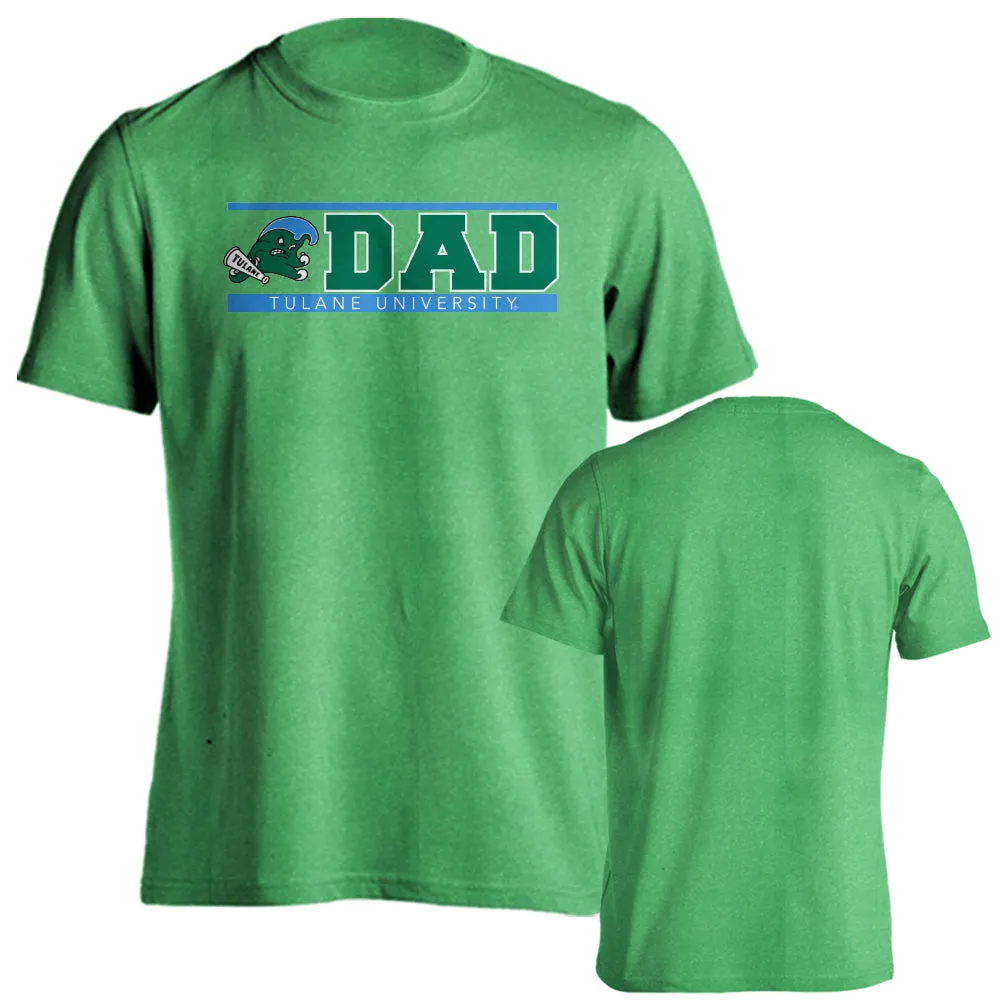 Tulane University Green Wave Tulane Dad Logo Father Short Sleeve T-Shirt