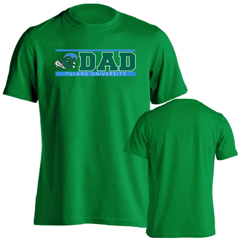 Tulane University Green Wave Tulane Dad Logo Father Short Sleeve T-Shirt