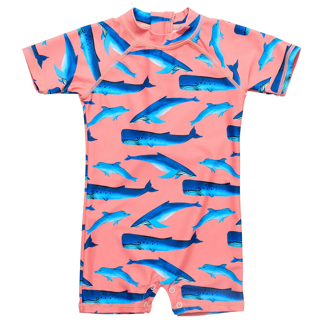 Whale Tail Short Sleeve Sun Suit