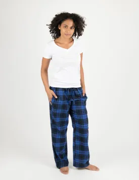 Women's Black & Navy Plaid Flannel Pants