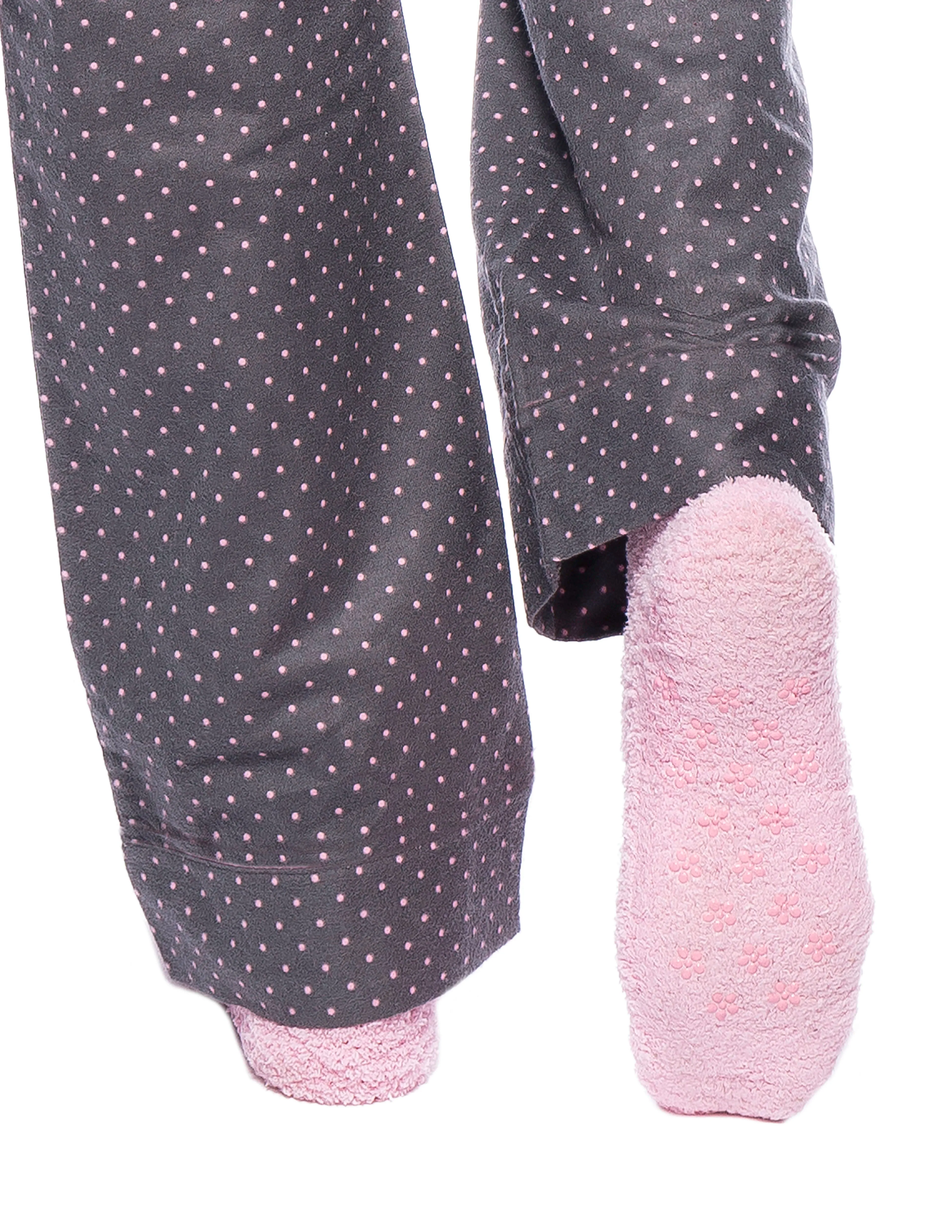 Womens Premium 100% Cotton Flannel Lounge Pants - Pindots Charcoal