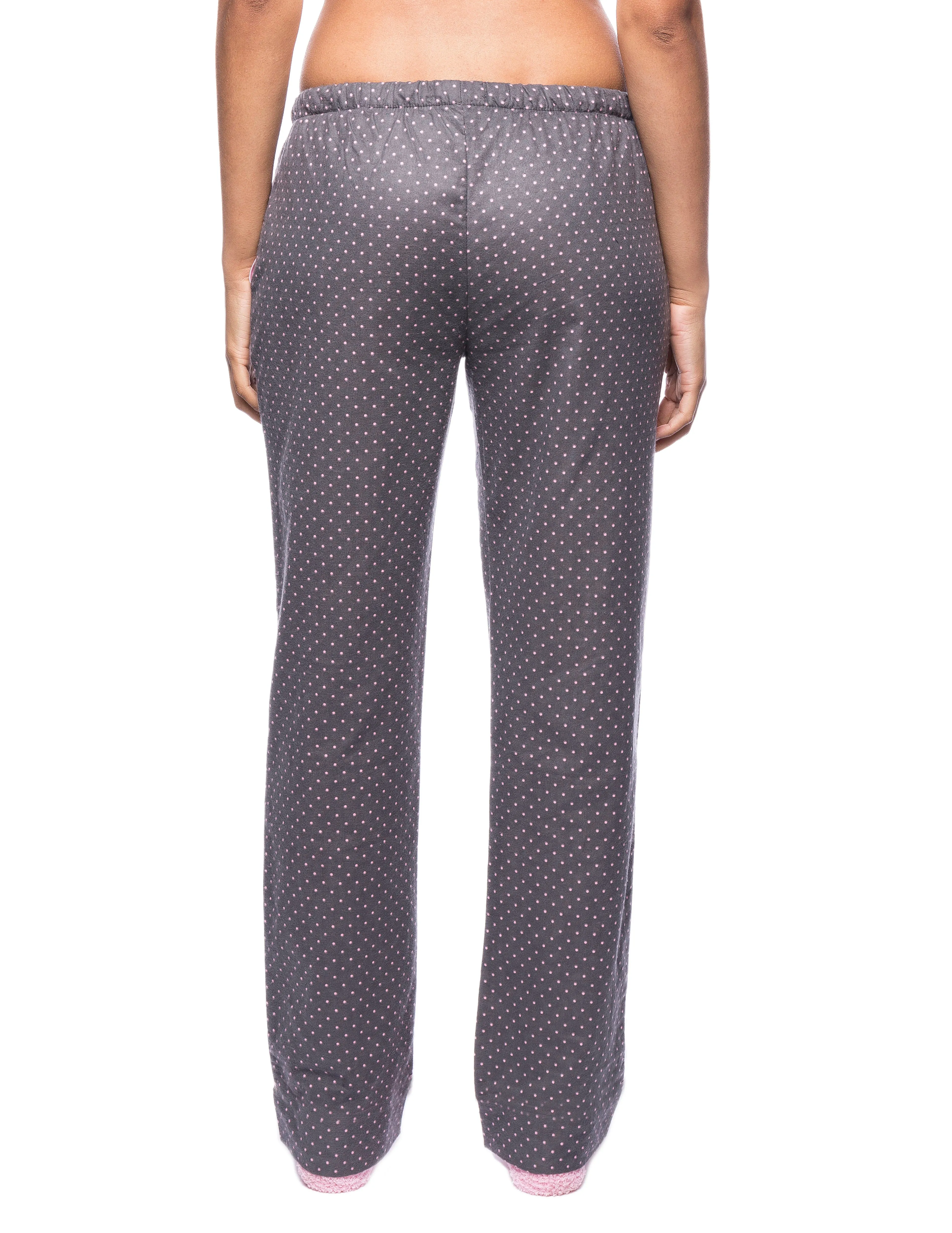 Womens Premium 100% Cotton Flannel Lounge Pants - Pindots Charcoal