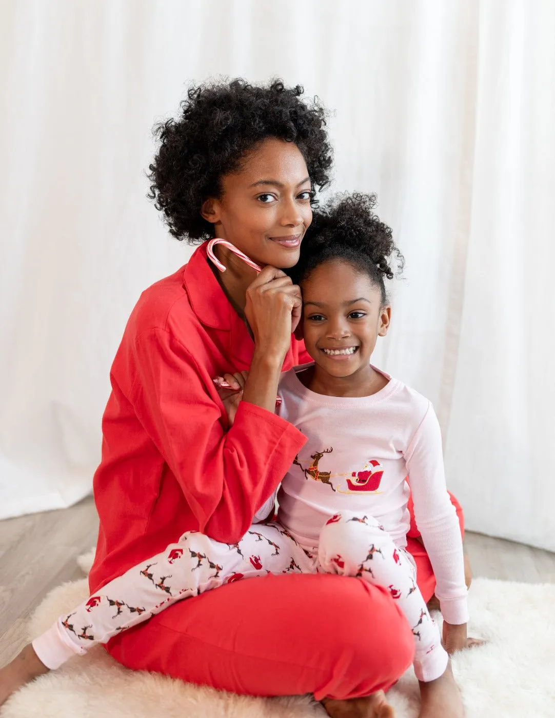 Women's Red Solid Color Flannel Pajamas