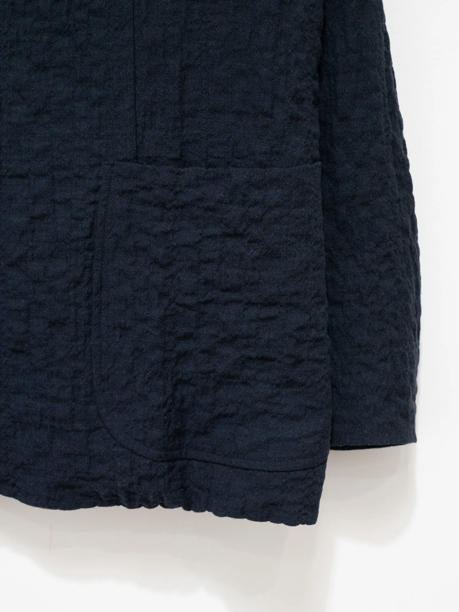 Wool Cotton Raglan Jacket - Navy