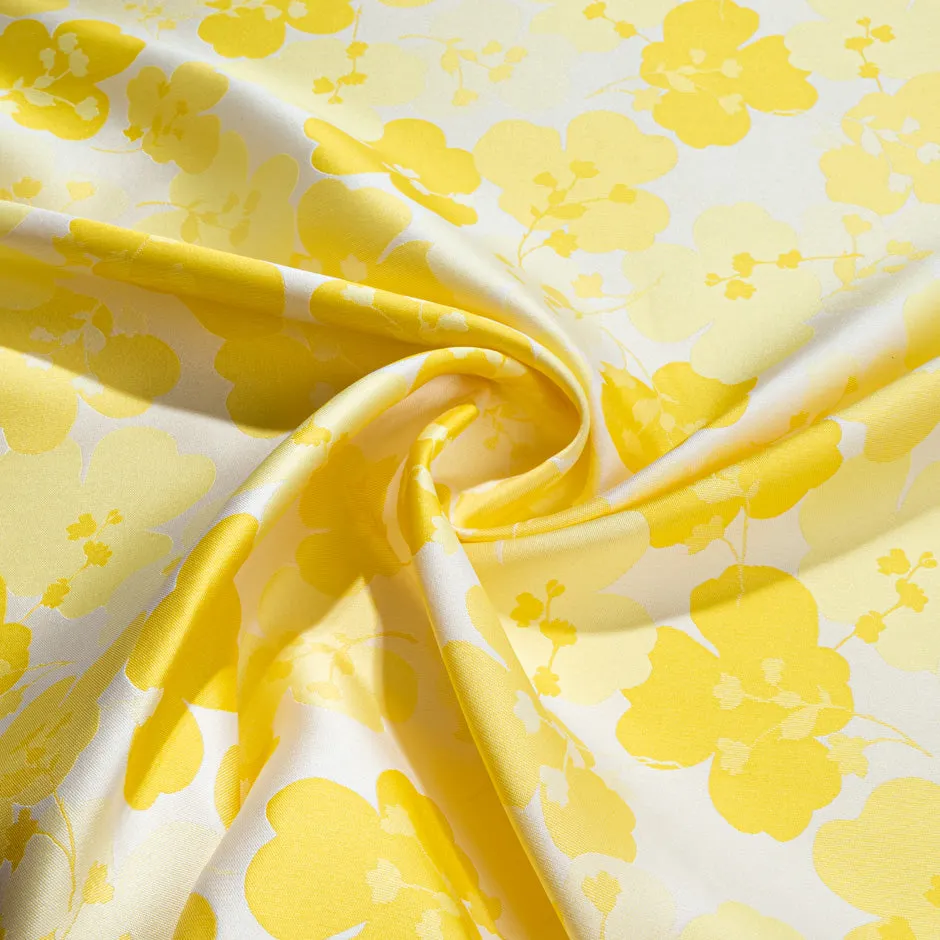 Yellow Floral Jacquard Silk Blend Brocade